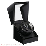 US Plug Wooden Lacquer Piano Glossy Black Carbon Automatic Watch Winder