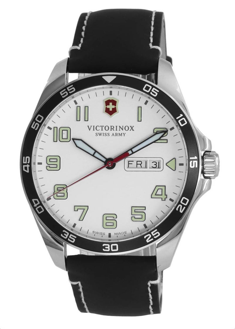 Victorinox Fieldforce Leather White Dial Quartz 241847 100M Men's Watch