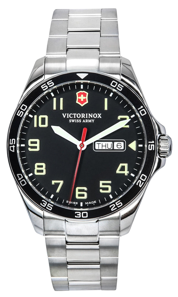 Victorinox Swiss Army FieldForce Stainless Steel Black Dial Quartz 241849 100M Men's Watch