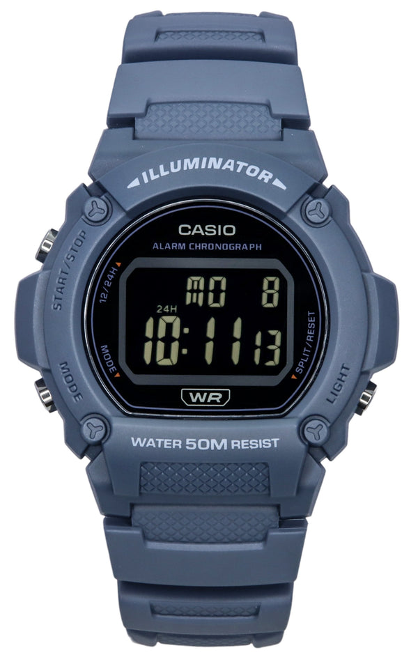 Casio Standard Illuminator Digital Light Blue Resin Strap Quartz W-219HC-2B Men's Watch