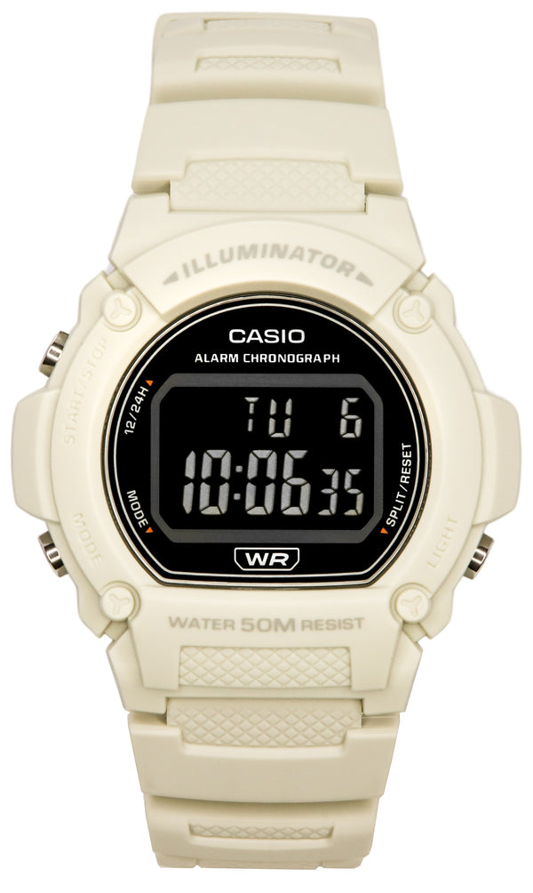 Casio Standard Illuminator Digital White Resin Strap Quartz W-219HC-8B Men's Watch