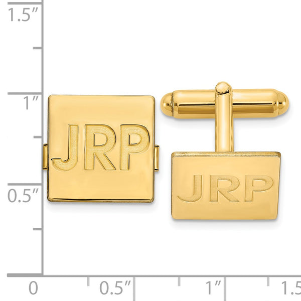SS/Gold-plated Square Recessed Letters Monogram Cuff Links