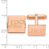 SS/Rose-plated Square Recessed Letters Monogram Cuff Links