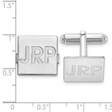 SS/Rhodium-plated Square Recessed Letters Monogram Cuff Links