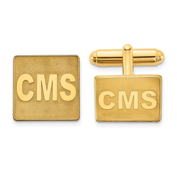SS/Gold-plated Square Raised Letters Monogram Cuff Links