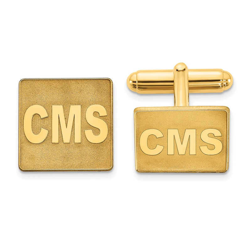 14KY Square Raised Letters Monogram Cuff Links