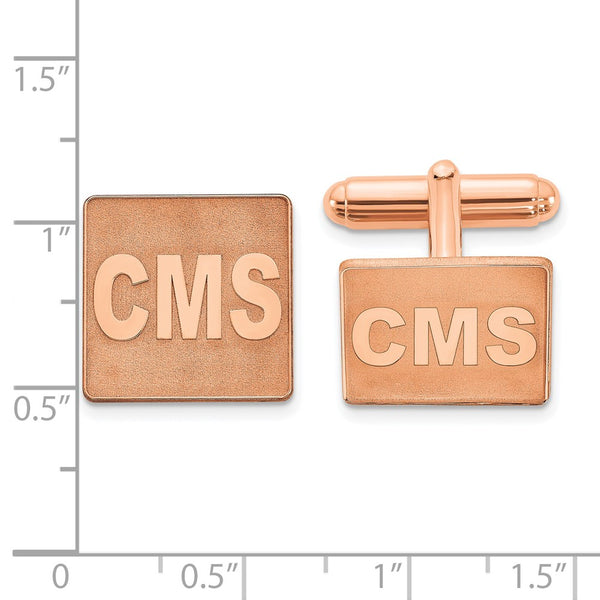 SS/Rose-plated Square Raised Letters Monogram Cuff Links
