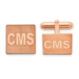 SS/Rose-plated Square Raised Letters Monogram Cuff Links
