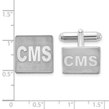 SS/Rhodium-plated Square Raised Letters Monogram Cuff Links
