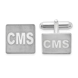 SS/Rhodium-plated Square Raised Letters Monogram Cuff Links