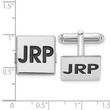 14KW Square Enameled Letters Monogram Cuff Links w/ 14ky RH Plated Backs