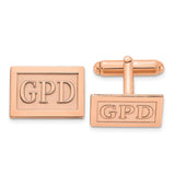 SS/Rose-plated Rectangle Raised Letters Monogram Cuff Links