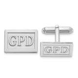 14KW Rectangle Raised Letters Monogram Cuff Links w/ 14ky RH Plated Backs