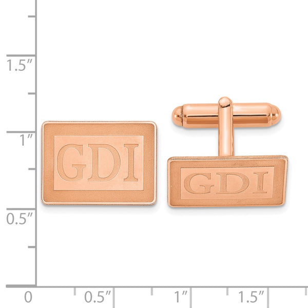 SS/Rose-plated Rectangle Recessed Letters Monogram Cuff Links