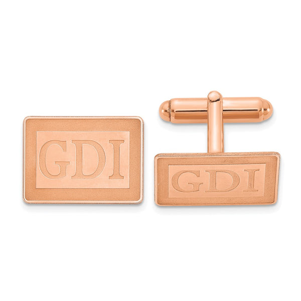 SS/Rose-plated Rectangle Recessed Letters Monogram Cuff Links