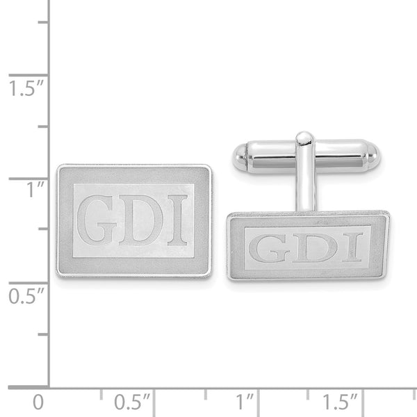 SS/Rhodium-plated Rectangle Recessed Letters Monogram Cuff Links