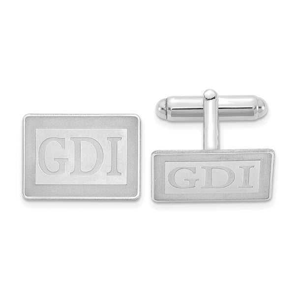 SS/Rhodium-plated Rectangle Recessed Letters Monogram Cuff Links