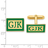 SS/Gold-plated Rectangle Enameled Letters Monogram Cuff Links