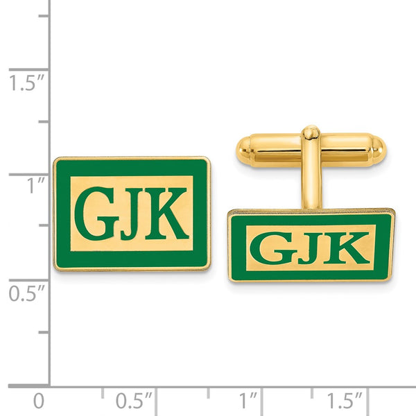 SS/Gold-plated Rectangle Enameled Letters Monogram Cuff Links