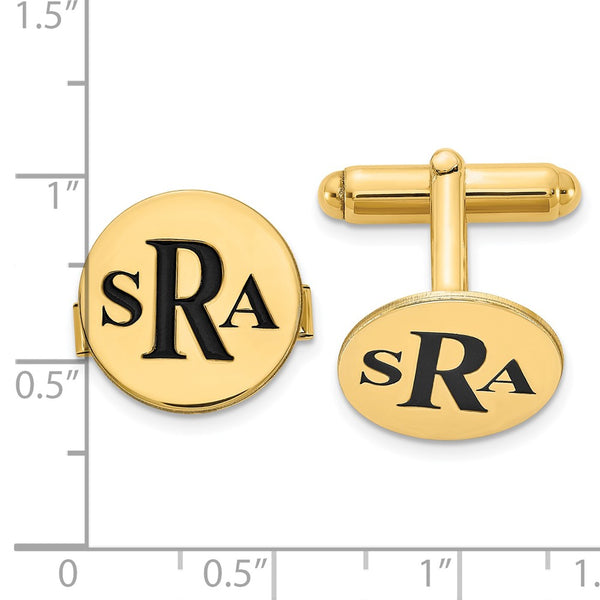 SS/Gold-plated Circle Enameled Letters Monogram Cuff Links