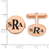SS/Rose-plated Circle Enameled Letters Monogram Cuff Links