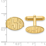 SS/Gold-plated Oval Recessed Letters Monogram Cuff Links