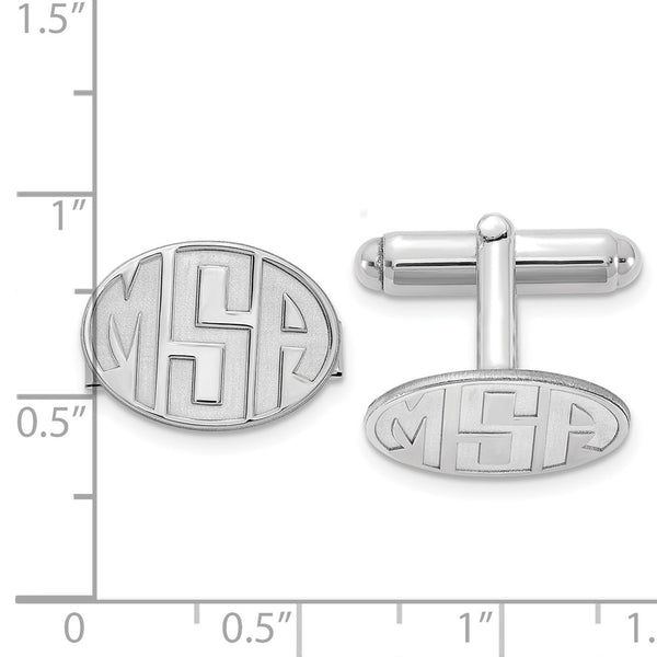 14KW Oval Recessed Letters Monogram Cuff Links w/ 14ky RH Plated Backs