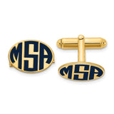 14KY Oval Enameled Letters Monogram Cuff Links