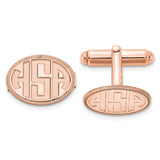 SS/Rose-plated Oval with Boarder Recessed Letters Monogram Cuff Links