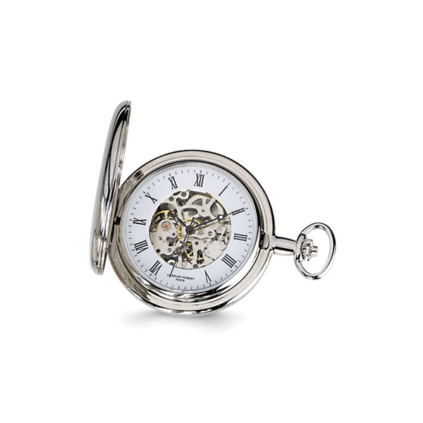 Charles Hubert Chrome-finish White Skeleton Dial Pocket Watch