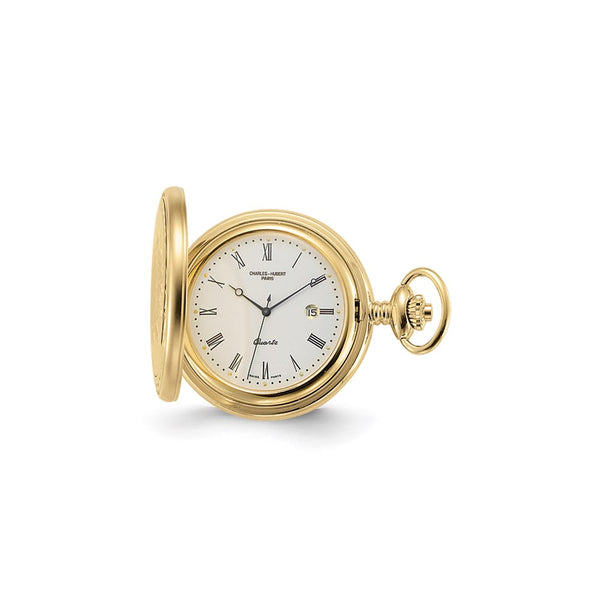Charles Hubert Gold Finish Off-White Dial with Date Pocket Watch