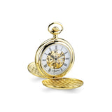 Charles Hubert 14k Gold Finish White Skeleton Dial Pocket Watch