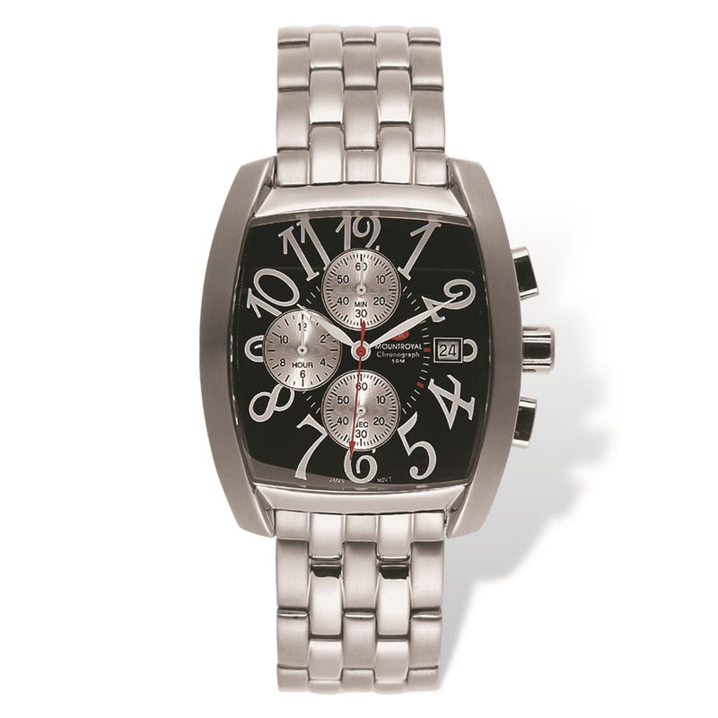 Mens Mountroyal Chronograph Stainless Steel Black Calendar Watch