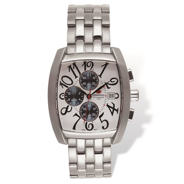 Mens Mountroyal Chronograph Stainless Steel White Calendar Watch