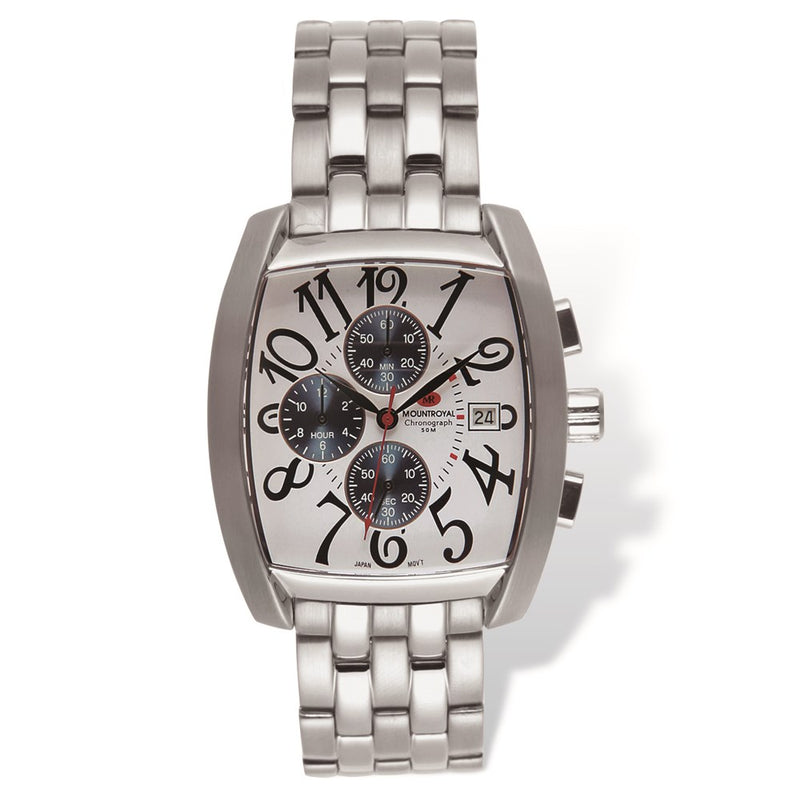 Mens Mountroyal Chronograph Stainless Steel White Calendar Watch