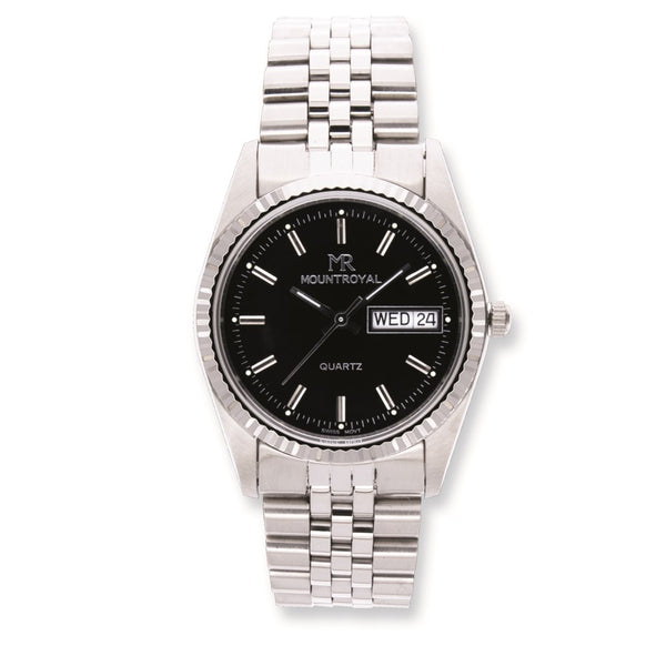 Mens Mountroyal Stainless Steel Black Dial Watch