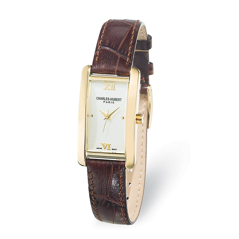 Ladies Charles Hubert Leather Band Cream Dial 21x30mm Watch