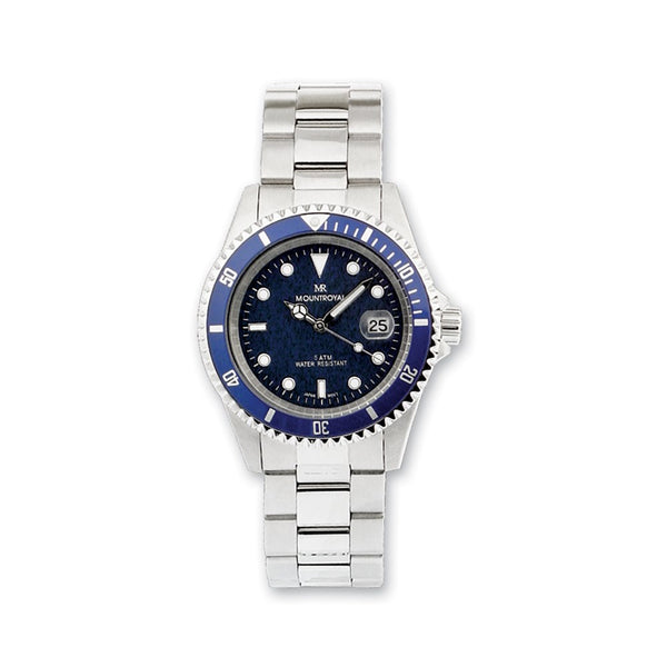 Mens Mountroyal Stainless Steel Blue Dial Divers Watch