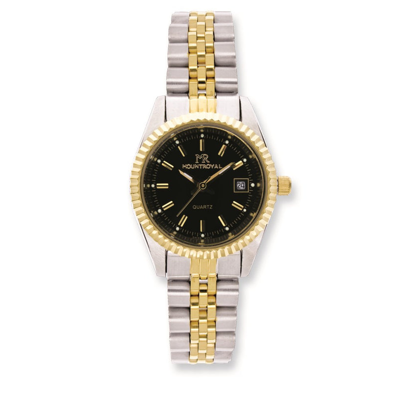 Ladies Mountroyal Two-tone IP-plated Black Dial Watch