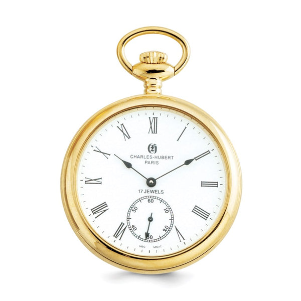 Charles Hubert IP-plated Stainless Open Face Pocket Watch