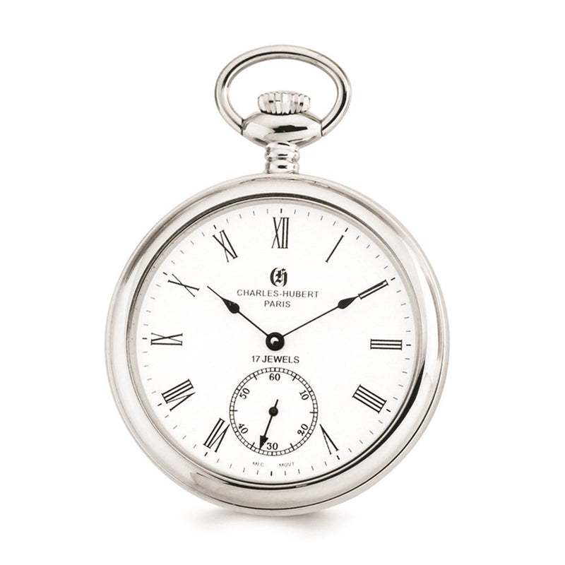 Charles Hubert Stainless Steel Open Face Pocket Watch