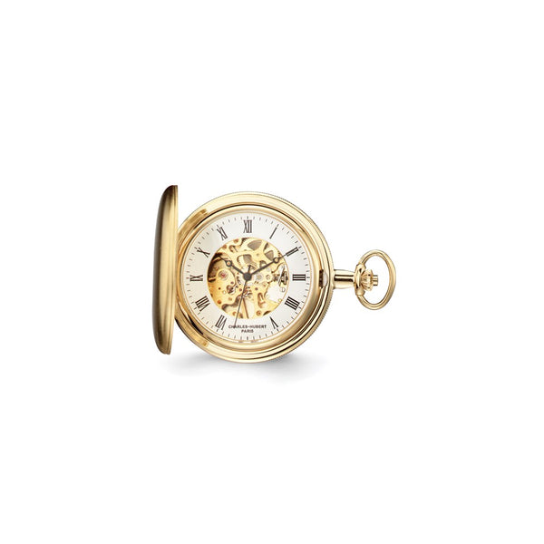 Charles Hubert Satin Gold Finish Brass Pocket Watch