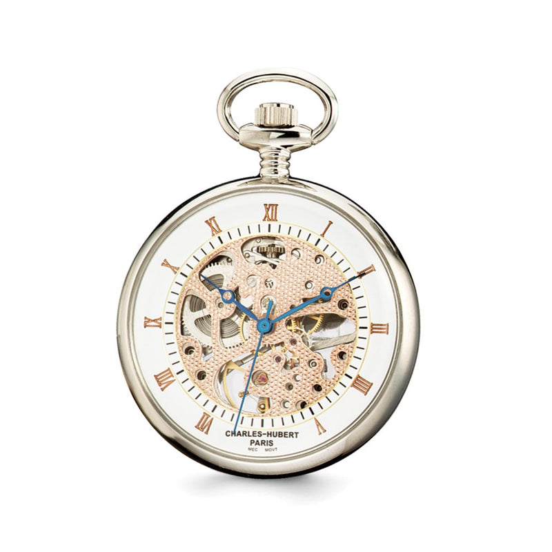 Charles Hubert Chrome Finish Brass Open Face Pocket Watch