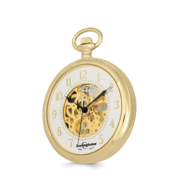 Swingtime Gold-tone Brass Open Face Pocket Watch