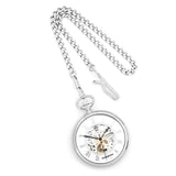 Swingtime Chrome-finish Brass Open Face Pocket Watch