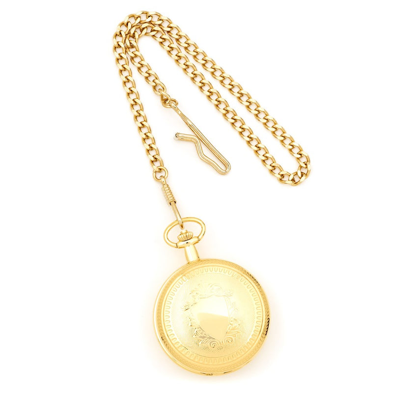 Swingtime Gold-finish Mechanical Double Cover Pocket Watch