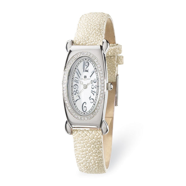 Ladies Charles Hubert White Stingray 0.68ct. Diamond 21x38mm Watch