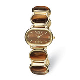 Ladies Charles Hubert Gold Finish Tiger's Eye Brace 33x27mm Watch