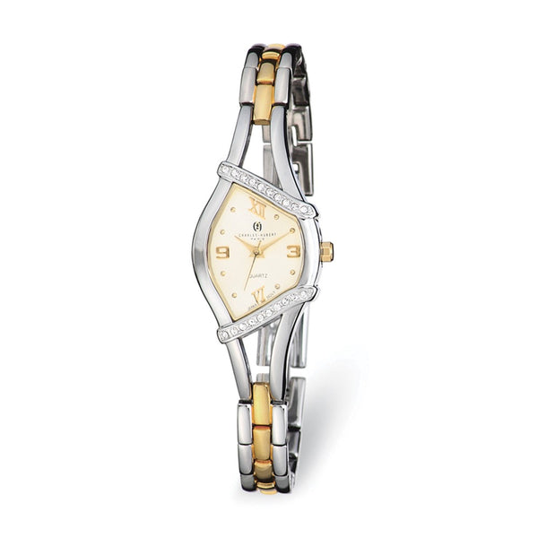 Ladies Charles Hubert Gold-finish 2-tone Crystal Bezel 20mm Watch