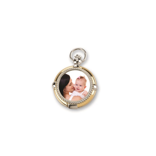 Charles Hubert Gold Finish 2-tone Brass 2-Photo Insert Pocket Watch